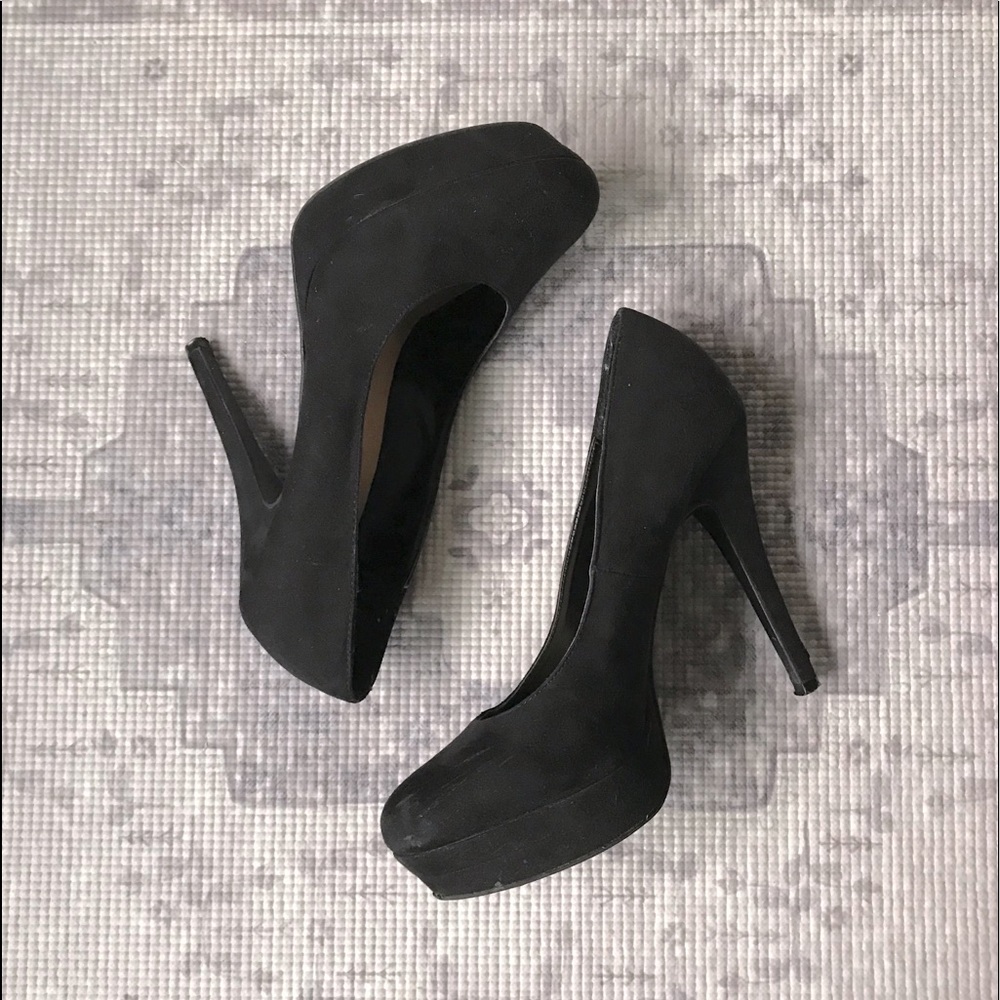 Lauren Conrad Black Suede Platform Heels